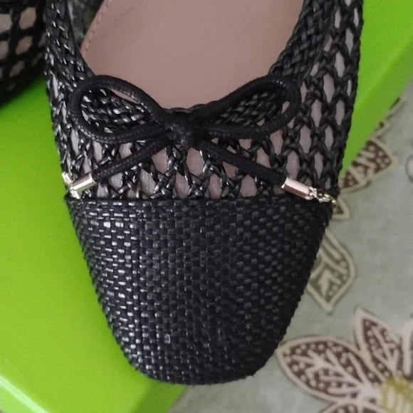 Sam Edelman Raffia  Black Mesh Ballet Flat - Picture 3 of 10